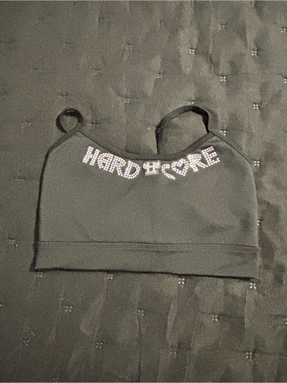 Kids' Black Crystal Logo Crop Tank